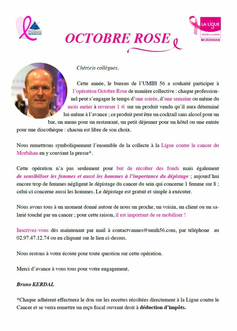 UMIH 56 participe à l’opération Octobre Rose