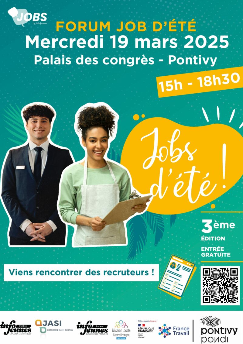 Forum Jobs d’été, le mercredi 19 Mars à Pontivy.